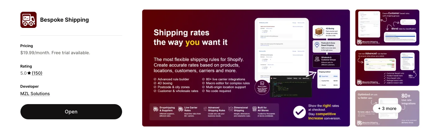 Install Bespoke Shipping App.