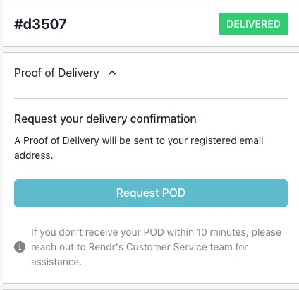 Request POD component on the tracking page for a delivered order