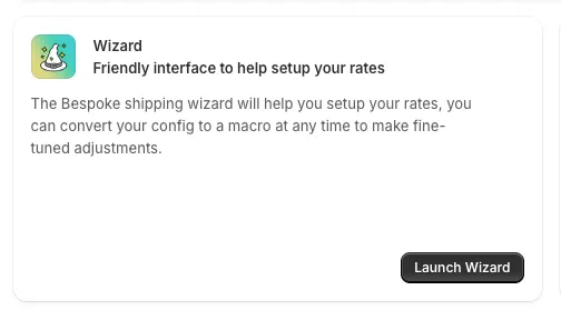 Launch Bespoke Wizard.